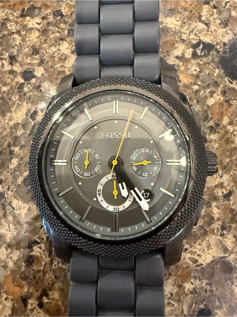 Fossil Men's chronograph watch, FS4573 gunmetal case and matching dial. EUC